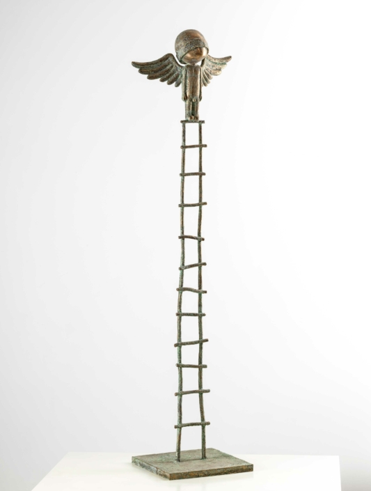 Large Angel Warrior On Ladder | Bronze | 55 x 40 x 185cm | Samuel Allerton